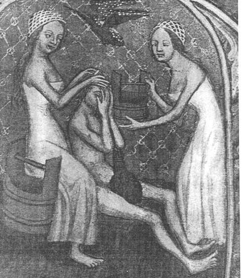 2 attendants with a patron