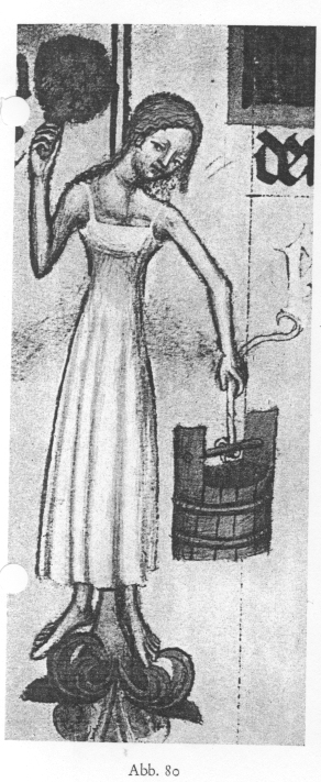 With bucket and birch